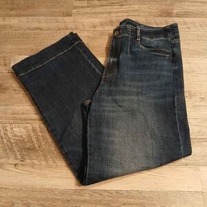 J. Jill Denim Women's 14P Petite High Rise Wide Leg Jeans Dark Wash